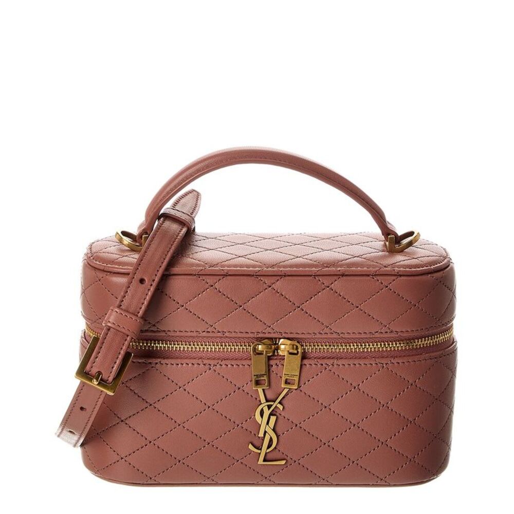 Saint Laurent Gaby Quilted Leather Vanity Bag, Pink